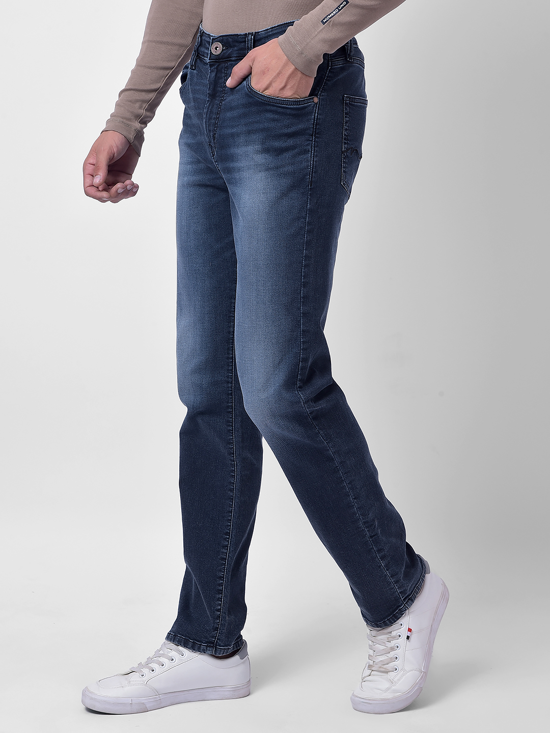 Numero Uno Men Dark Blue Slim Fit Mid Rise Sustainable Jeans